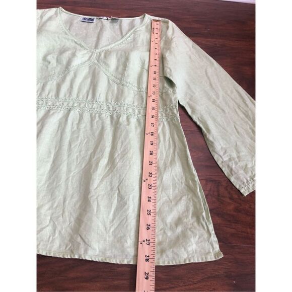 Edward Woman Irish linen lime green TOP Tunic Blouse  size L - Picture 10 of 15